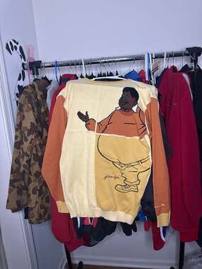 Vintage Platinum FUBU Fat Albert Junkyard Gang Embroidered Knit Sweater Size L